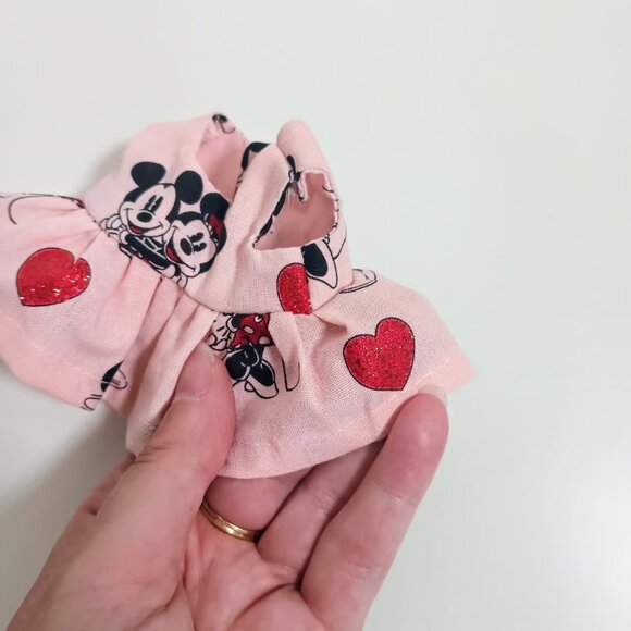 Custom Disney Mickey Minnie Glitter Heart Dress and Bow Made to fit Labubu - Picture 3 of 5
